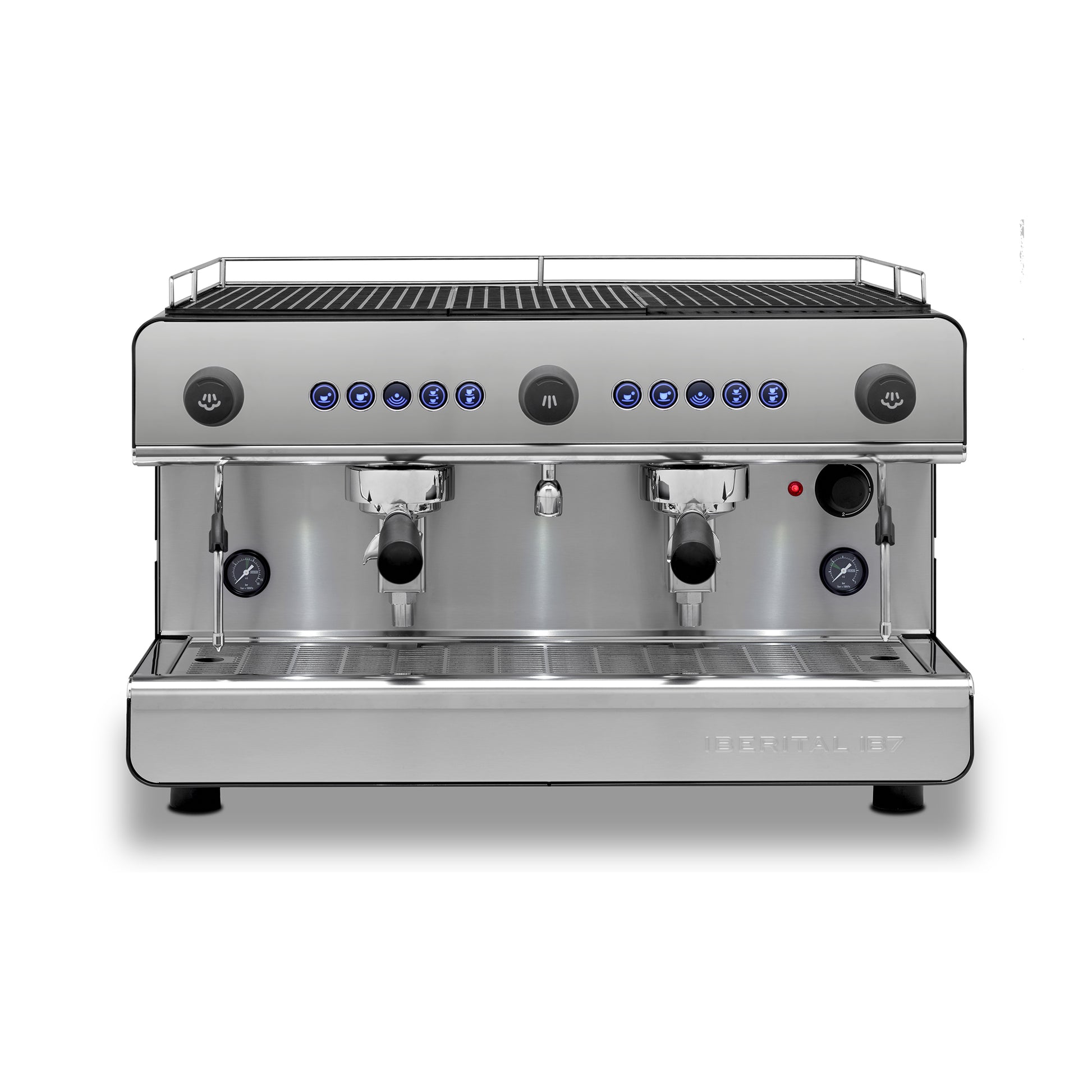 Iberital IB7 2-Gruppig LED Schwarz Matt mit 2 Dampflanzen .