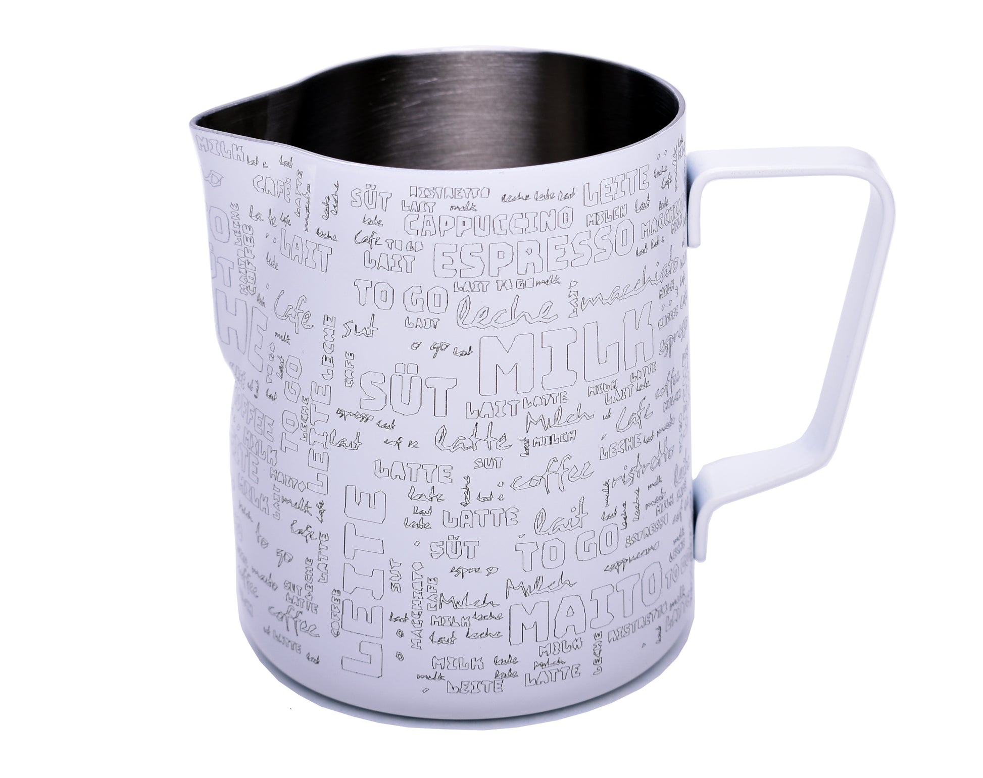 JoeFrex Milchkanne mit Pulverbeschichtung TEXT MILK 0,60l