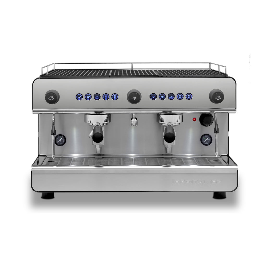 Iberital IB7 2-Gruppig LED Schwarz Matt mit 2 Dampflanzen  .